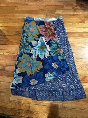 One World Layered Maxi Skirt Floral Vacation Garden Party XL